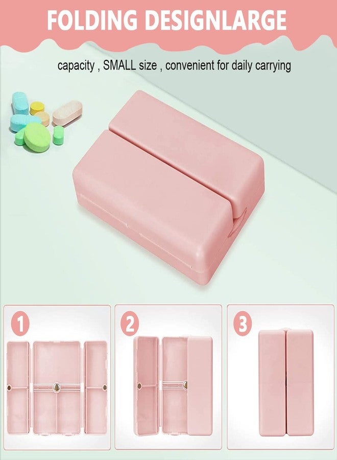 HANNEA® Daily Pill Organizer, 7 Compartments Portable Pill Case, Travel Pill Organizer, Folding Design Travel Pill Box to Hold Vitamins, Medicine, Fish Oils, Pink - Image 5